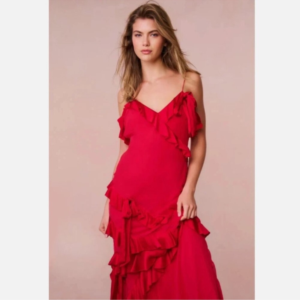 NWT LoveShackFancy Vibrant Red Rialto Maxi Dress
